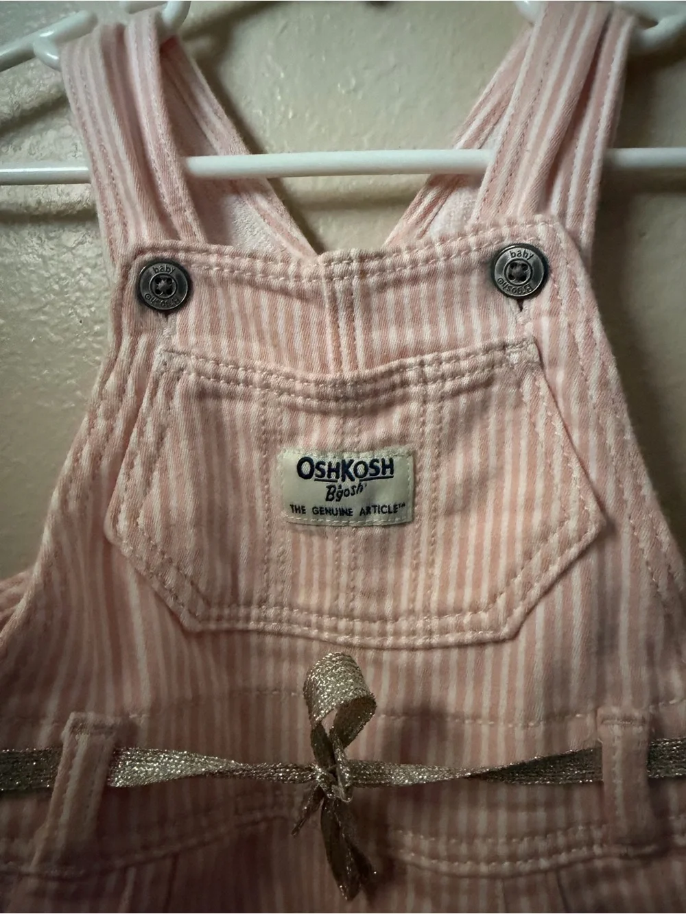 OshKosh B'gosh Light Pink Striped Overalls
